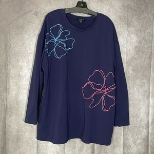 Lane Bryant Blue Scoop Neck Floral Print Tunic Top | Size 22/24 Plus